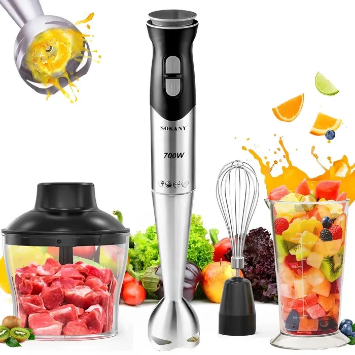 Mixeur plongeant 3-en-1 – Hachoir, fouet & gobelet