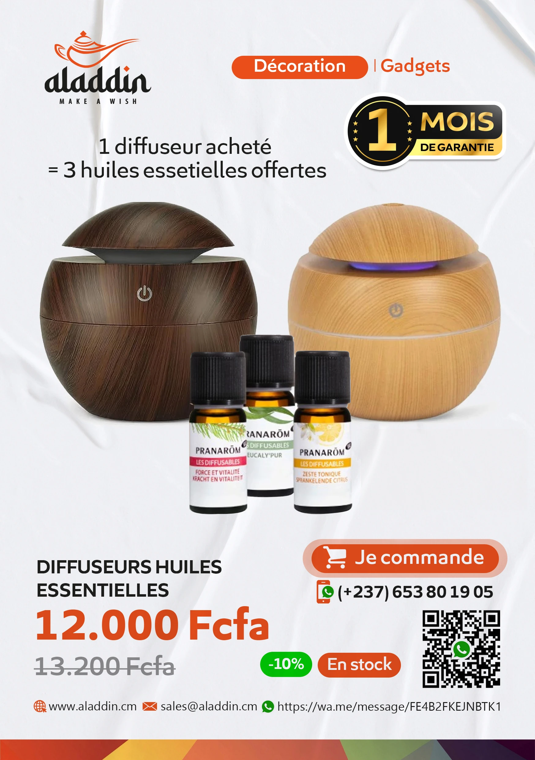 Diffuseur d’huiles essentielles – Brumisation & LED